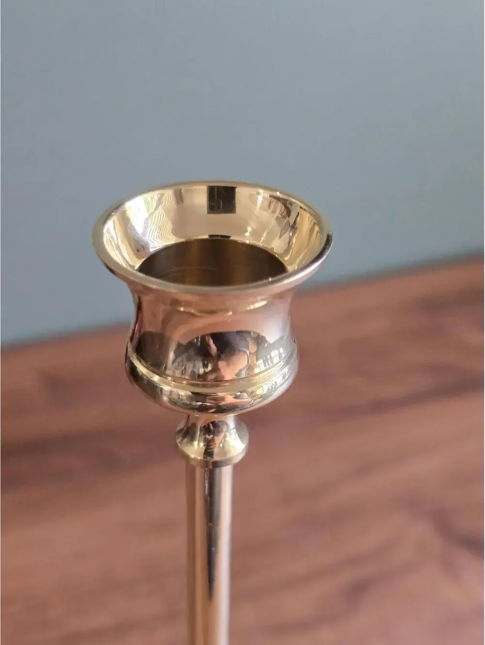 Vintage Tall Polished Brass Taper Candlestick Holder – 10.5